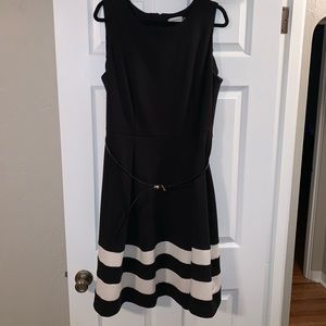 Calvin Klein Fit and Flare Dress With Stripes